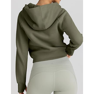 Customizable Crop Zipper <b>hoodie</b> for Women Kangaroo <b>with</b> <b>thumb</b> <b>hole</b> anti-wrinkle breathable hodies for woman - Product Image 3