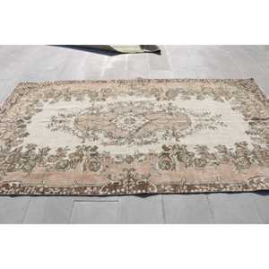 Turkish Vintage Large Rug 5.3x9.7 ft, <b>Brown</b> Camouflage Rug <b>Wool</b> - Product Image 3