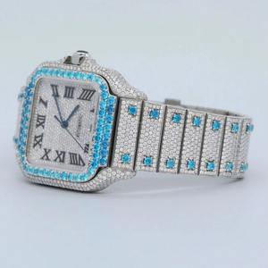 Montre à mouvement à quartz pour hommes à la demande Flashy Glacé Cristaux de moissanite en acier inoxydable de 40mm Style à la mode disponible - Product Image 2