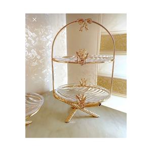 Plateau de service et de présentation japonais en verre à deux couches, de qualité alimentaire, doré, Turquie - Product Image 1