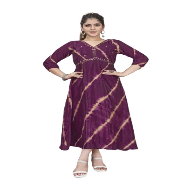 Indian Viscose Rayon Long Kurti for Women Ethnic Clothing Indian Kurta Available at bulk