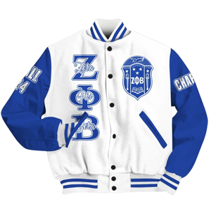 Zeta Phi Beta 1920 Greek Life Sorority ZPB Azul Blanco Varsity Letterman Chaqueta Chenille Patch Founders Day Wear - Product Image 4