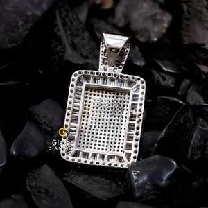 Colgante de Plata de Ley 925 para hombre, colgantes finos rectangulares de nueva moda, Baguette brillante, Diamante cultivado en laboratorio, completamente helado para regalos - Product Image 5