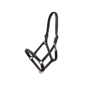 Halter de caballo de alta calidad en cuero marrón estilo sillín Inglés y nailon con accesorios de latón liso accesorio al por mayor - Product Image 4