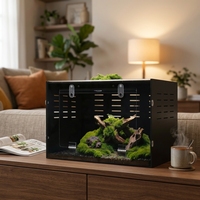 Enclos pour reptiles en PVC et acrylique noir de style classique moderne personnalisé pour les maisons d'animaux et les fournitures pour amphibiens