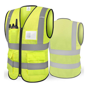 เสื้อกั๊กนิรภัยสะท้อนแสงสะท้อนแสงมีกระเป๋ามีซิป - Product Image 2