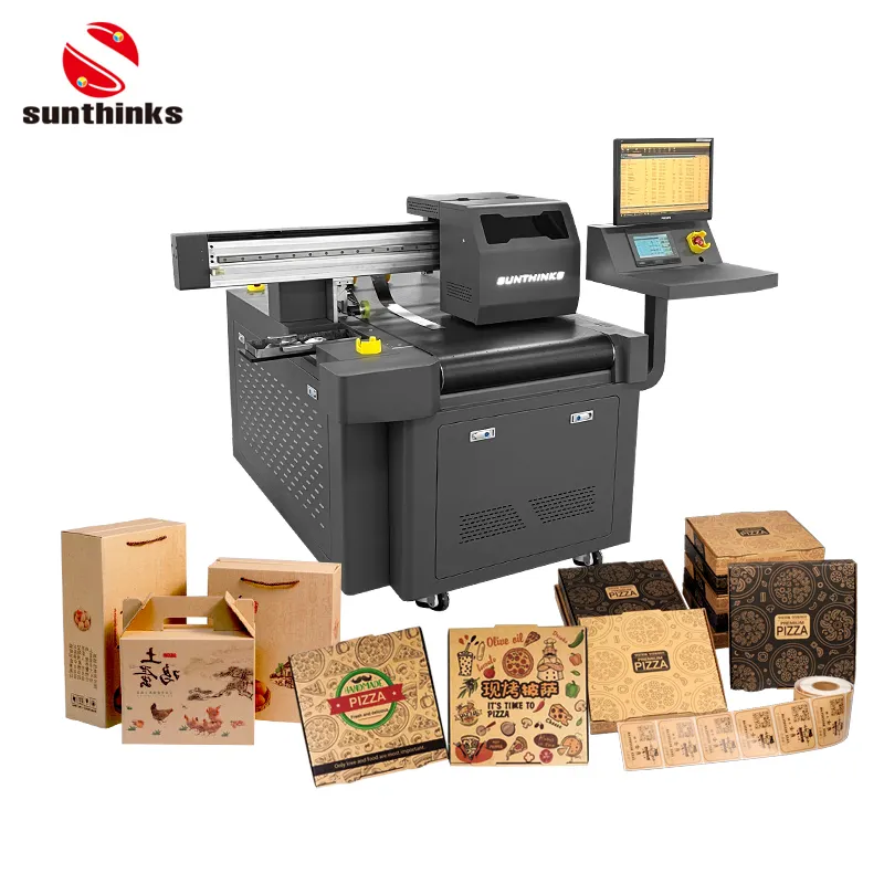 Sunthink เซินเจิ้น Flatbed Inkjet เดี่ยวผ่าน Craton กล่องเครื่องพิมพ์ด้านบนโรงงานหนึ่งผ่านเครื่องพิมพ์ดิจิตอลสำหรับกระดาษแข็งลูกฟูก