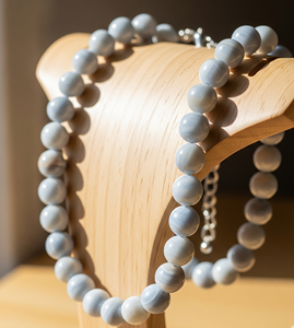 Collar de Cuentas de Plata de Ley 925 de Alta Calidad para Mujer, Chapado en Oro de 14K, 18 Pulgadas, con Piedras de Aguamarina Natural Anudadas a Mano, Estilo Moderno - Product Image 6