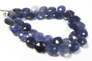 Perles de coeur à facettes bleu Iolite 7mm perles de pierres précieuses saphir d'eau 6 "brin perles coupées en Iolite naturelle brin - Product Image 3
