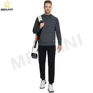 Sudaderas casuales para hombre de manga larga con bolsillo canguro, ligeras, color gris jaspeado, con cremallera de un cuarto para golf - Product Image 3