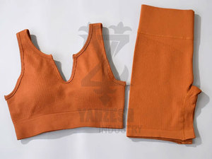 ชุดฟิตเนสเอวสูงสำหรับผู้หญิงชุดโยคะสองชิ้นชุดบราและเลกกิ้งขนาดพิเศษโลโก้ตามสั่ง - Product Image 5