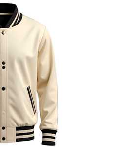 Blouson universitaire unisexe en laine pour l'hiver, en tissu teint, col montant, finition noire, streetwear, softshell, vêtement d'extérieur, logo personnalisé, OEM, vente en gros - Product Image 6