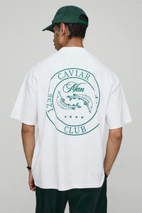 เสื้อยืดโอเวอร์ไซส์ผ้าคอตตอนสำหรับผู้ชายเสื้อยืดโอเวอร์ไซส์ผ้า100% พิมพ์ลายไฮสตรีทแฟชั่นออกแบบได้ตามต้องการ180GSM 250GSM โลโก้คลับ - Product Image 2