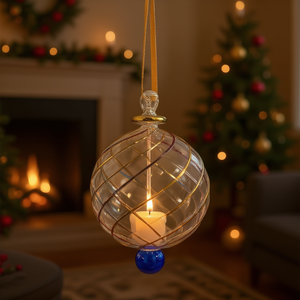 Juego de 4 Portavelas de Vidrio Dorado Hechos a Mano, Portavelas Votivos Navideños, Decoración para el Hogar - Product Image 3