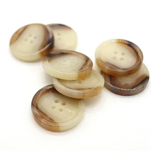 Ky High Quality Customized 15MM 4 Holes Round Sewing Cow Horn Natural Resin Buttons For Shirt Coat Clothes