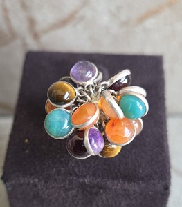 925 Sterling <b>Silver</b> Chakra Gemstone <b>Ring</b>, Handcrafted Bohemian Jewelry Gift for Wedding or Party - Product Image 1