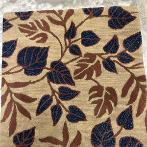 Tapis KNOT RUG en laine tuftée à la main, bleu, motif feuille, haute qualité, fait main, écologique, pour salon, chambre d'enfant, hôtels, bureau - Product Image 2