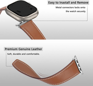 Bracelets en cuir véritable avec fermoir magnétique, bracelet de remplacement conçu par Coolyep pour <span class=keywords><strong>Huawei</strong></span> <span class=keywords><strong>Apple</strong></span> Watch Ultra Series 9 8 <span class=keywords><strong>7</strong></span> SE 6 5 4 - Product Image 3