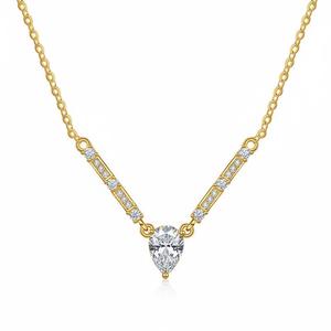 Collar de Plata de Ley S925 con Colgante en Forma de Lágrima en V, con Moissanita VVS de Color D, Simple, Moderno y Lujoso - Product Image 2