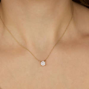 Collar de Compromiso Elegante Vintage de Plata de Ley 925 con Moissanita Brillante Chapada en Oro/Plata/Oro Rosa para Mujer, Marca Tishya Diamond - Product Image 1