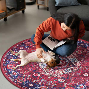 Netline Home Curated Floral Deep Red Vintage <b>Washable</b> <b>Rug</b> - Product Image 6