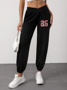 กางเกงขายาวทรงตรงเอวสูงสำหรับผู้หญิง กางเกงลำลองทรงหลวม สไตล์กางเกงแทรคสุดอินเทรนด์สำหรับใส่ในชีวิตประจำวัน - Product Image 2