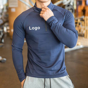 Nouvel arrivage de chemises streetwear élégantes et ajustées avec fermeture éclair décontractée personnalisée à manches longues unies pour hommes quarts de golf 1/4 avec fermeture éclair - Product Image 3