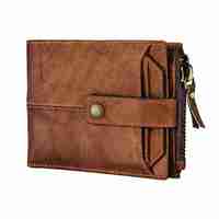 Portefeuille à deux volets en cuir véritable Hunter marron pour hommes avec fermeture ouverte et longue protection RFID antivol pour cartes de guichet automatique et cartes de crédit