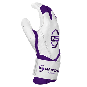 Guantes de bateo de béisbol y softbol de cuero blanco y morado transpirables personalizados de fabricante al por mayor para adultos - Product Image 3