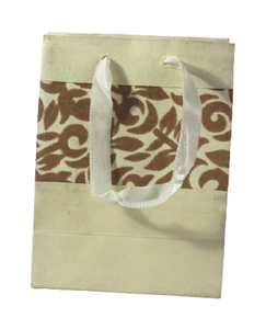 Belle poignée de rubans de satin assortie en papier de coton recyclé fait à la main avec la qualité du sac d'impression de troupeau (impression de velours) - Product Image 1