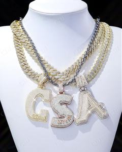 Glacé fait à la main or Moissanite personnalisé lettre pendentif 925 argent Sterling unisexe audacieux cadeau personnalisé prix usine diamant - Product Image 2