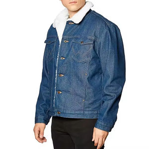Chaqueta vaquera de mezclilla para hombre, ropa de fiesta de moda callejera con cuello levantado y decoración con patrón de forro de piel - Product Image 1