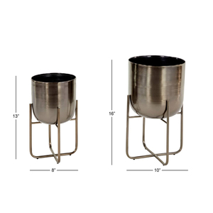 กระถางต้นไม้โลหะสไตล์อุตสาหกรรมแบบชนบทพร้อมการออกแบบคลาสสิกแบบแขวนอินเดีย - Product Image 1