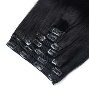 Extensions de cheveux à clipser 26 pouces Noir Jais Cheveux Humains Remy Brésiliens Lisses Yaki - Product Image 3