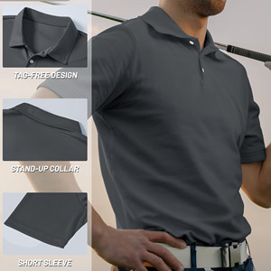 Polos suaves informales de manga corta para hombre, polos cómodos de poliéster y algodón con estampado de logotipo personalizado de fábrica, polos cómodos para hombre - Product Image 2