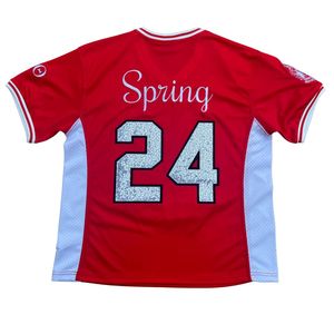 DST maglia da calcio rosso con finiture bianche con ricami di paillettes Glitter numeri 13 e 24 Delta confraternita greco Life abbigliamento donna - Product Image 4