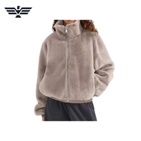 Blouson Bomber Femme Hiver Chaud Respirant en Polaire Sherpa Épaisse Couleur Personnalisée, Coupe Décontractée Oversize en Fausse Fourrure – Meilleure Vente 2025