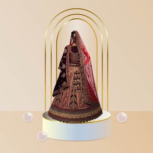 Elegant Velvet Lehenga avec Heavy Rajwadi Jarkan Multi Work Double Dupatta 6M Flair Long Choli et Four Side Butti Border Style - Product Image 6