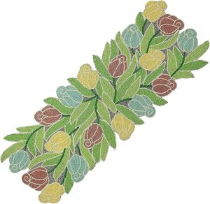 Handmade Luxury Floral Embroidered Christmas Dining <b>Table</b> <b>Runner</b> Beaded Placemat With Leaf Design for Wedding or Home Use - Product Image 2