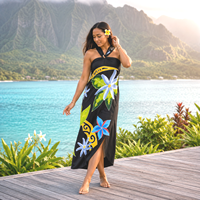 Sarong tropical floral en rayonne tissé à la main, peint à la main, paréo hawaïen pour femme