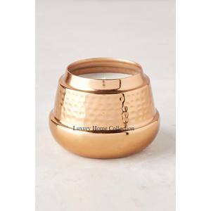 Grand plateau décoratif pour bougies de table et porte-bougie chauffe-plat, couleur or, design martelé, artisanal, accessoires d'éclairage - Product Image 3