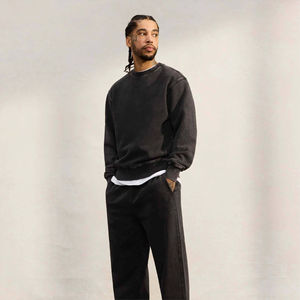 Men Washed Black Crewneck Sweatshirt <b>Vintage</b> Look Casual Long Sleeve Pullover Soft Comfortable Mens Acid Wash Style <b>Sweater</b> - Product Image 4