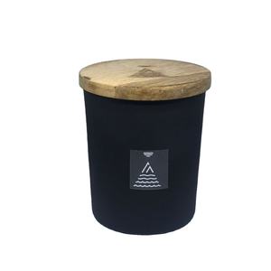 Bocaux en verre noir mat et dépoli avec couvercle en bois, Logo personnalisé, de luxe, verre poli, 1 pièce, vente en gros - Product Image 1