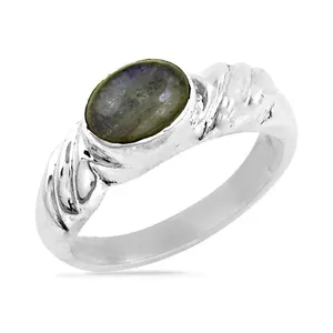 Bague minimaliste en argent 925 avec pierre précieuse naturelle Labradorite taille princesse sertie clos, unisexe, pour usage quotidien - Product Image 2