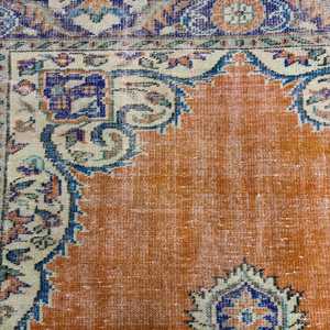 Turkish <b>Rug</b>, Large 4.9x9.9 ft <b>Rug</b>, Orange <b>Check</b> <b>Rug</b> - Product Image 4