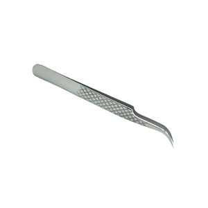 Pinzas de pestañas de acero inoxidable con curva de etiqueta privada con acabado de espejo Pinzas de extensión de pestañas de Punta puntiaguda con agarre de diamante - Product Image 1