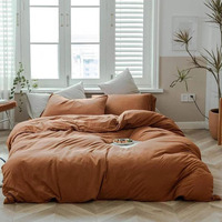 Housse de couette de couleur unie literie drap de lit 100% coton ensembles luxueux 3 pièces hôtel usage domestique lavable hiver épais couette