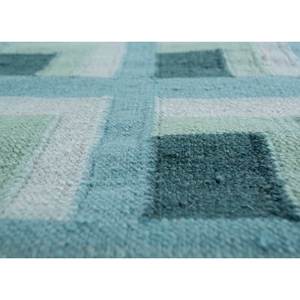 Blue Geometric Diamond Wool <b>Rugs</b> Handmade Checkers Flat Weaves for Bedroom/Living High Rectangle Hallway ADWL-13024 for Teens - Product Image 3