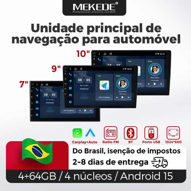 MEKEDE Brazil Stock NOT Tax Fast Shipping MP5 FM Radio Car Video Player System Android Car-play With BT for Universal Car Model
