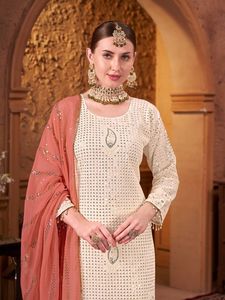 Venta al por mayor de moda pakistaní señoras Kurta establece superior e inferior elegante césped Pishwas indio y ropa pakistaní - Product Image 4